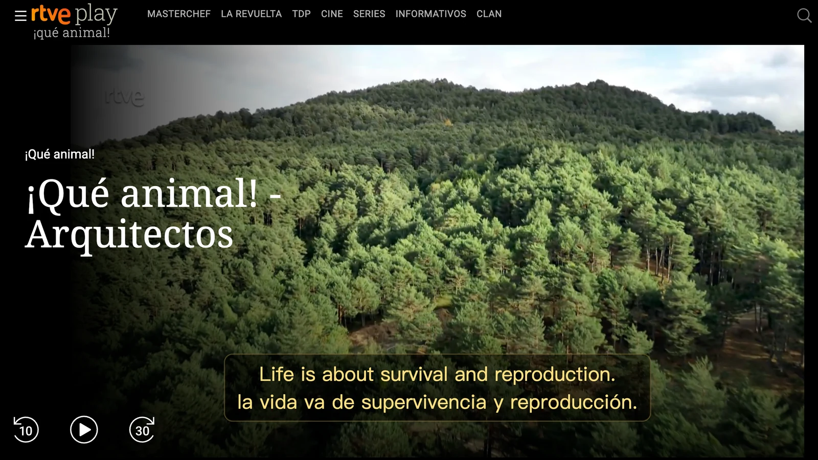 RTVE Play with Spanish and English dual subtitles